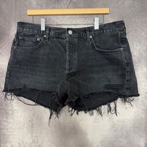 AGOLDE Parker Vintage Cut-Off Denim Black Jean Shorts Womens Size 32 A026B-1157